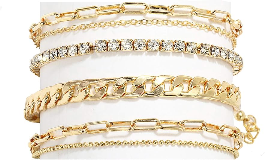 4-6PCS Ankle Bracelets Set for Women Gold Boho Beach Anklet Chain Adjustable Foot Jewelry for Women Extremely Simple Style JL-042