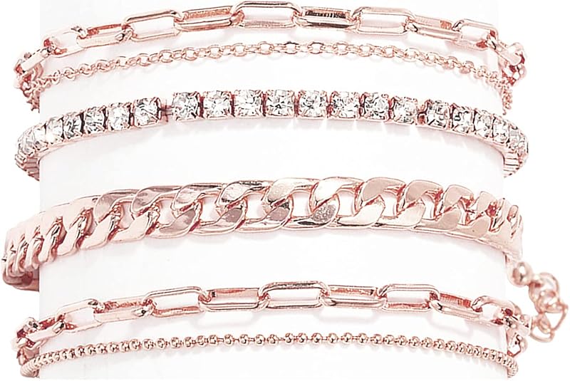 4-6PCS Ankle Bracelets Set for Women Gold Boho Beach Anklet Chain Adjustable Foot Jewelry for Women Extremely Simple Style JL-042