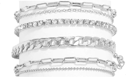 4-6PCS Ankle Bracelets Set for Women Gold Boho Beach Anklet Chain Adjustable Foot Jewelry for Women Extremely Simple Style JL-042