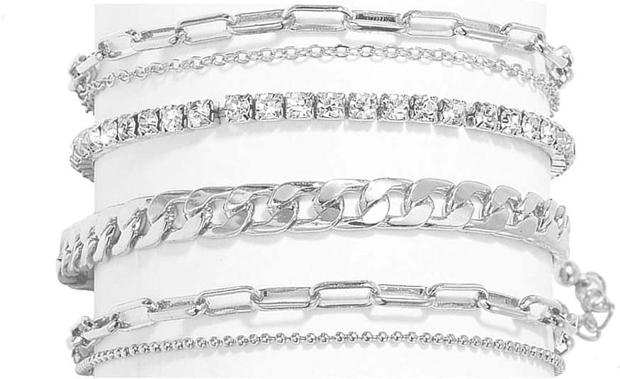 4-6PCS Ankle Bracelets Set for Women Gold Boho Beach Anklet Chain Adjustable Foot Jewelry for Women Extremely Simple Style JL-042