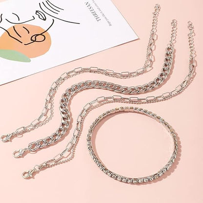 4-6PCS Ankle Bracelets Set for Women Gold Boho Beach Anklet Chain Adjustable Foot Jewelry for Women Extremely Simple Style JL-042