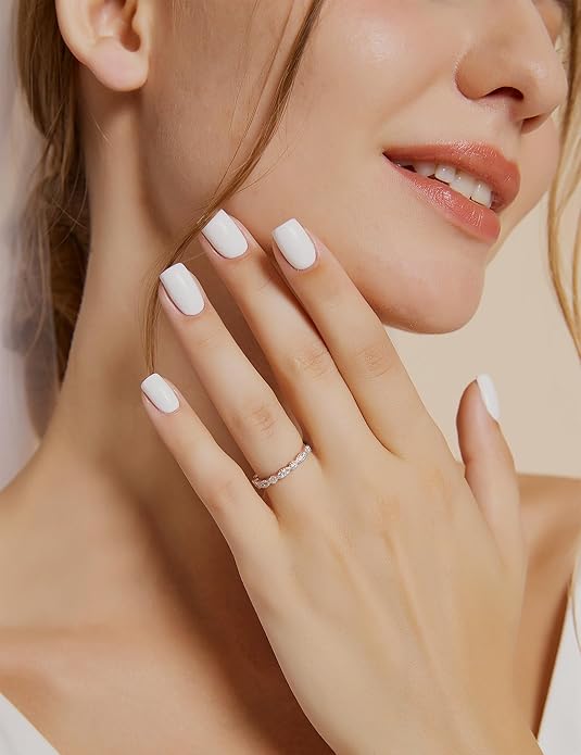 925 Sterling Silver Band for Women Cubic Zirconia Marquise & Round Milgrain Full Eternity Stackable Ring JZ-039