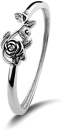 Tiny Rose Flower Silver Ring, Stacking Rings for Women Small Dainty 925 Silver Plated Ring Delicate Everyday Ring for Women Minimalist Personalized Jewelry JZ-040