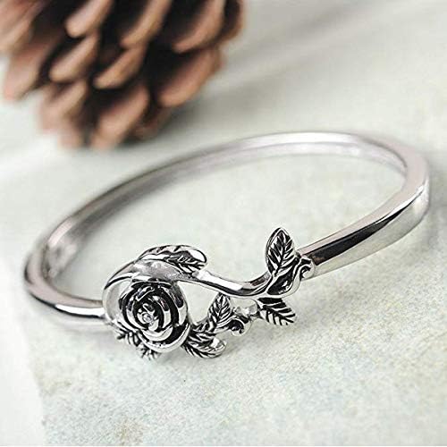 Tiny Rose Flower Silver Ring, Stacking Rings for Women Small Dainty 925 Silver Plated Ring Delicate Everyday Ring for Women Minimalist Personalized Jewelry JZ-040