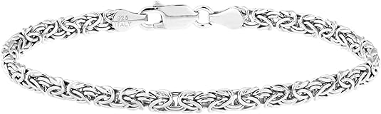 925 Sterling Silver or 18K Gold Plated 4mm Byzantine Link Chain Anklet Ankle Bracelet for Women, Made in Italy JL-044
