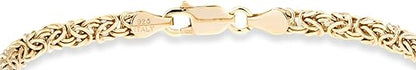 925 Sterling Silver or 18K Gold Plated 4mm Byzantine Link Chain Anklet Ankle Bracelet for Women, Made in Italy JL-044