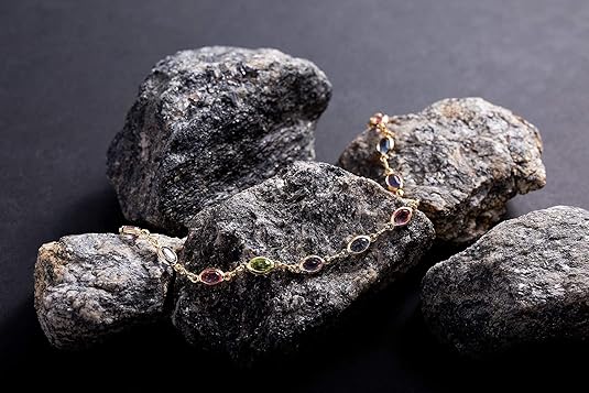 18K Gold Plated Gold and Multi Color Crystal Baguette Anklet JL-045