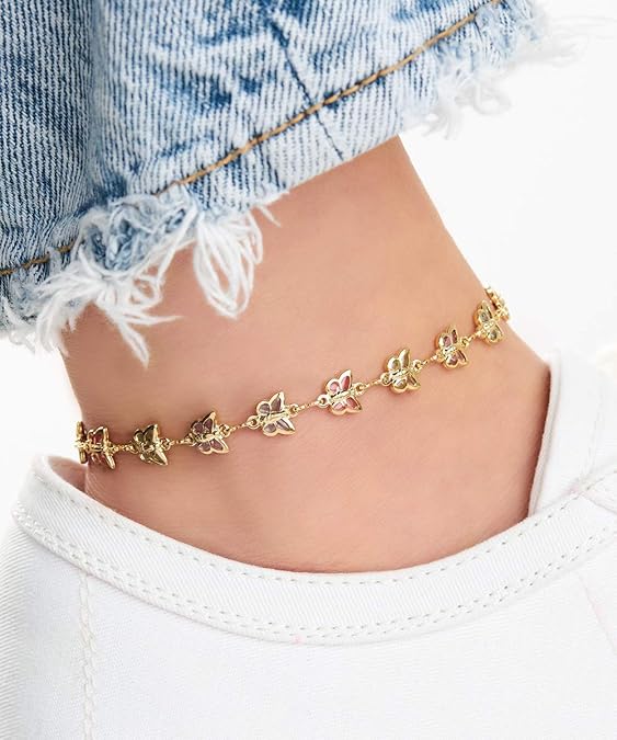 18K Gold Plated Gold and Multi Color Crystal Baguette Anklet JL-046