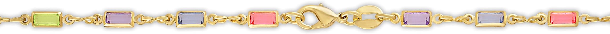 18K Gold Plated Gold and Multi Color Crystal Baguette Anklet JL-047