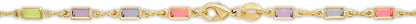 18K Gold Plated Gold and Multi Color Crystal Baguette Anklet JL-047