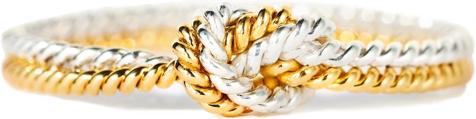 925 Sterling Silver Two Tone Knot Ring, Gold and Silver Mixed Metal Rings for Women, Friendship Gifts for Women JZ-041
