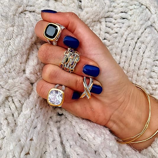 Ring Vintage Designer Fashion Brand Women Valentine Gift Two Tone Plating Twisted Cable Wire Rings JZ-042