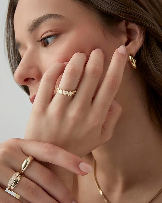 14K Gold Plated Heart Stackable Rings for Women JZ-044