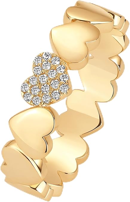 14K Gold Plated Heart Stackable Rings for Women JZ-044
