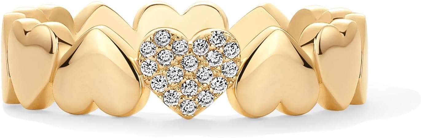 14K Gold Plated Heart Stackable Rings for Women JZ-044