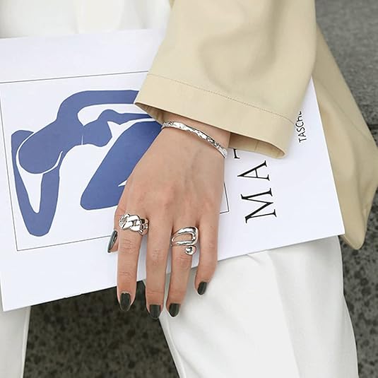 Adjustable Sterling Silver Rings 925 Double Lines Shape Personality Ring Fine Jewelry for Women Party Accessories JZ-046