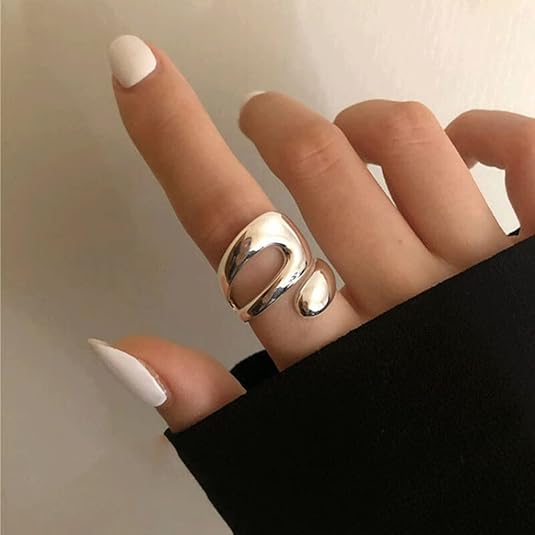 Adjustable Sterling Silver Rings 925 Double Lines Shape Personality Ring Fine Jewelry for Women Party Accessories JZ-046