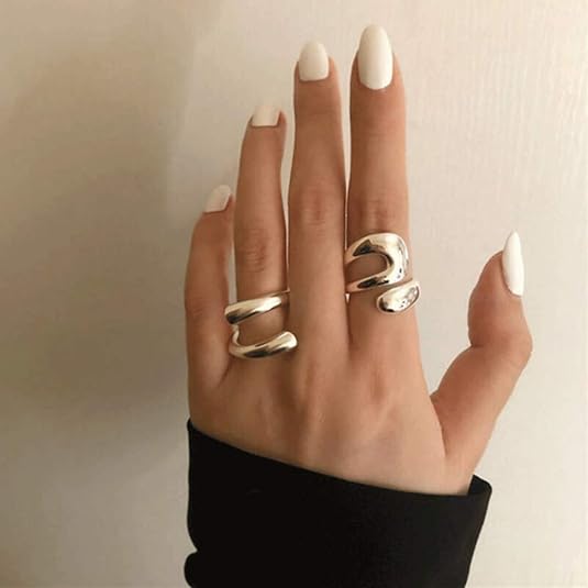 Adjustable Sterling Silver Rings 925 Double Lines Shape Personality Ring Fine Jewelry for Women Party Accessories JZ-046