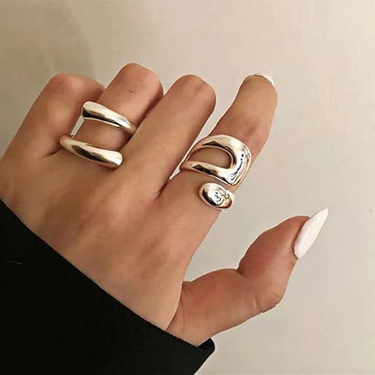 Adjustable Sterling Silver Rings 925 Double Lines Shape Personality Ring Fine Jewelry for Women Party Accessories JZ-046