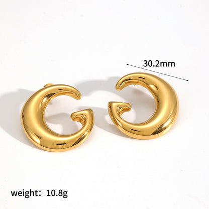 Gold Hoop Earrings Chunky Earrings Geometric Earrings Teardrop Earrings Bamboo Earrings EH-051Polished Earrings Vintage Earrings Statement Earrings Fashion Jewelry RH-051