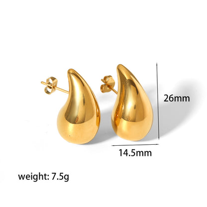Gold Hoop Earrings Chunky Earrings Geometric Earrings Teardrop Earrings Bamboo Earrings EH-051Polished Earrings Vintage Earrings Statement Earrings Fashion Jewelry RH-051