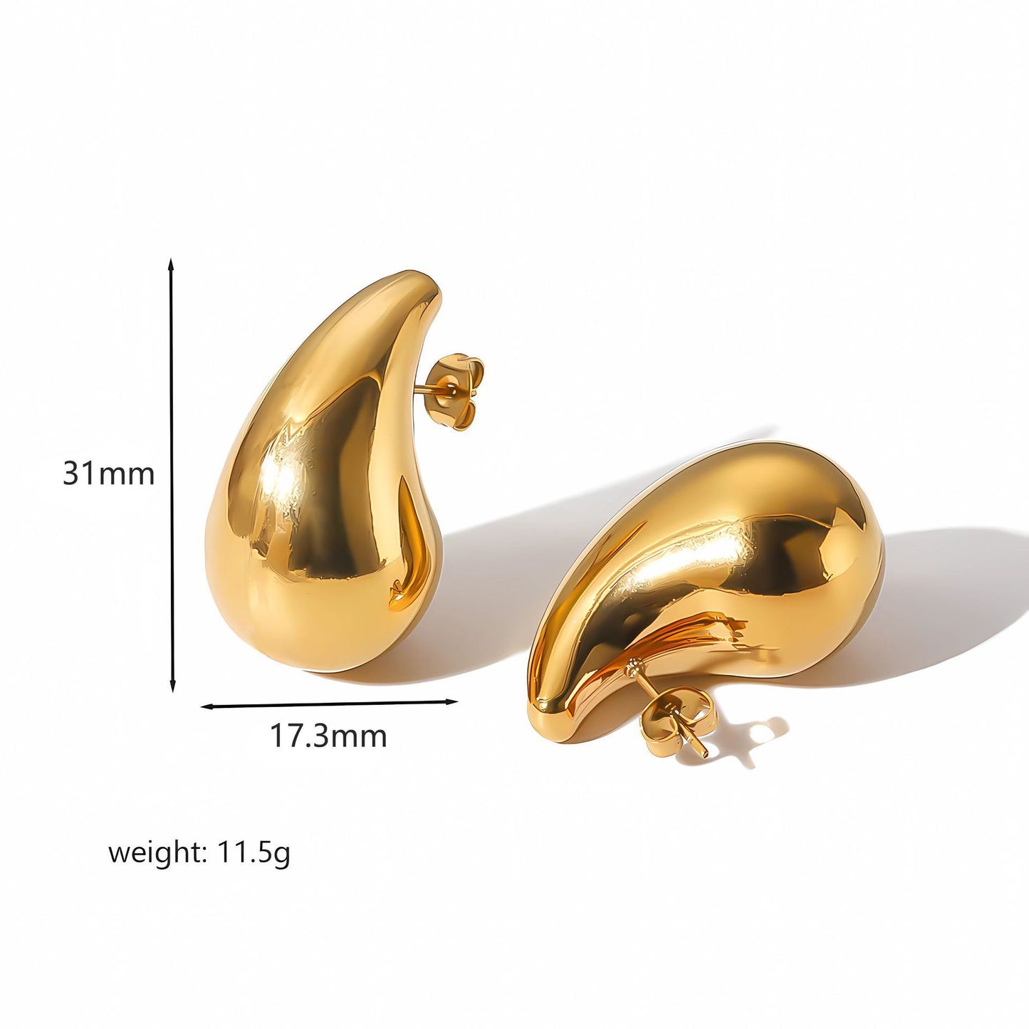 Gold Hoop Earrings Chunky Earrings Geometric Earrings Teardrop Earrings Bamboo Earrings EH-051Polished Earrings Vintage Earrings Statement Earrings Fashion Jewelry RH-051