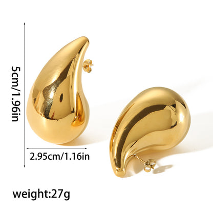 Gold Hoop Earrings Chunky Earrings Geometric Earrings Teardrop Earrings Bamboo Earrings EH-051Polished Earrings Vintage Earrings Statement Earrings Fashion Jewelry RH-051