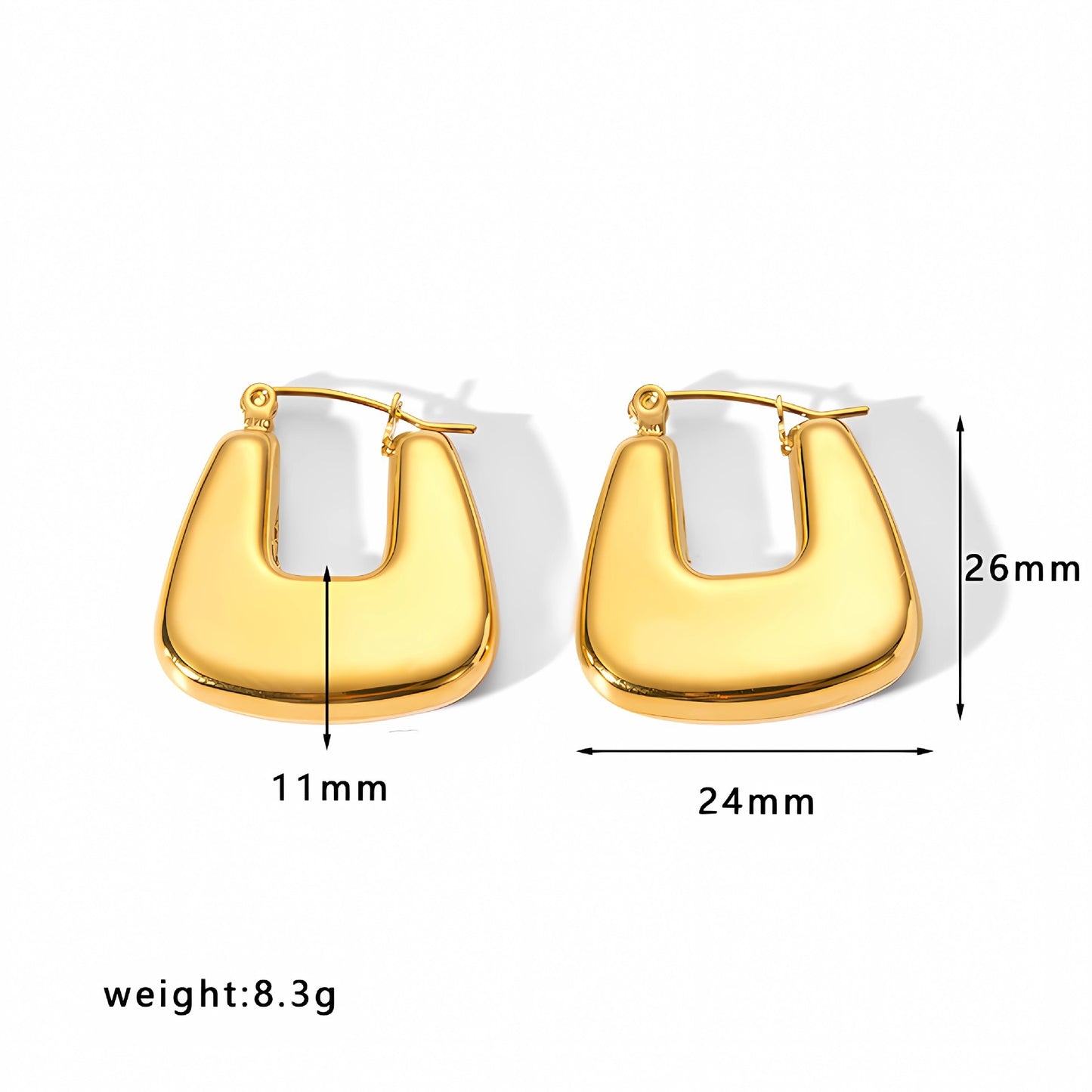 Gold Hoop Earrings Chunky Earrings Geometric Earrings Teardrop Earrings Bamboo Earrings EH-051Polished Earrings Vintage Earrings Statement Earrings Fashion Jewelry RH-051