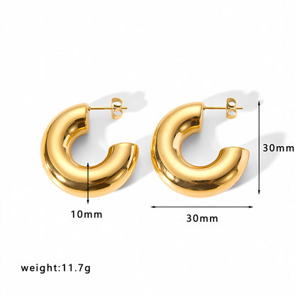 Gold Hoop Earrings Chunky Earrings Geometric Earrings Teardrop Earrings Bamboo Earrings EH-051Polished Earrings Vintage Earrings Statement Earrings Fashion Jewelry RH-051