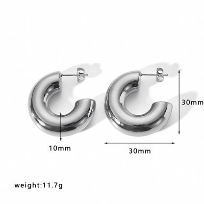 Gold Hoop Earrings Chunky Earrings Geometric Earrings Teardrop Earrings Bamboo Earrings EH-051Polished Earrings Vintage Earrings Statement Earrings Fashion Jewelry RH-051