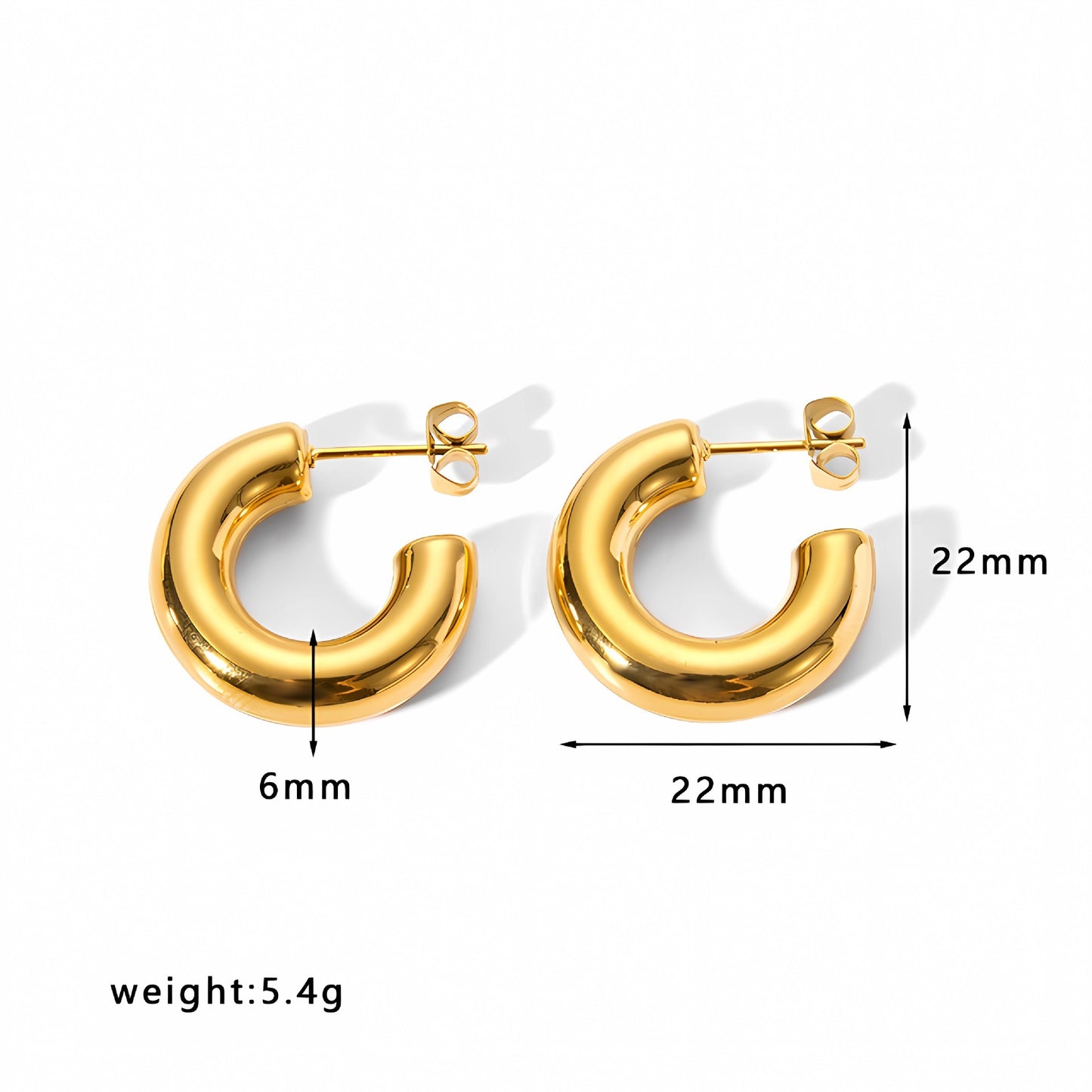 Gold Hoop Earrings Chunky Earrings Geometric Earrings Teardrop Earrings Bamboo Earrings EH-051Polished Earrings Vintage Earrings Statement Earrings Fashion Jewelry RH-051