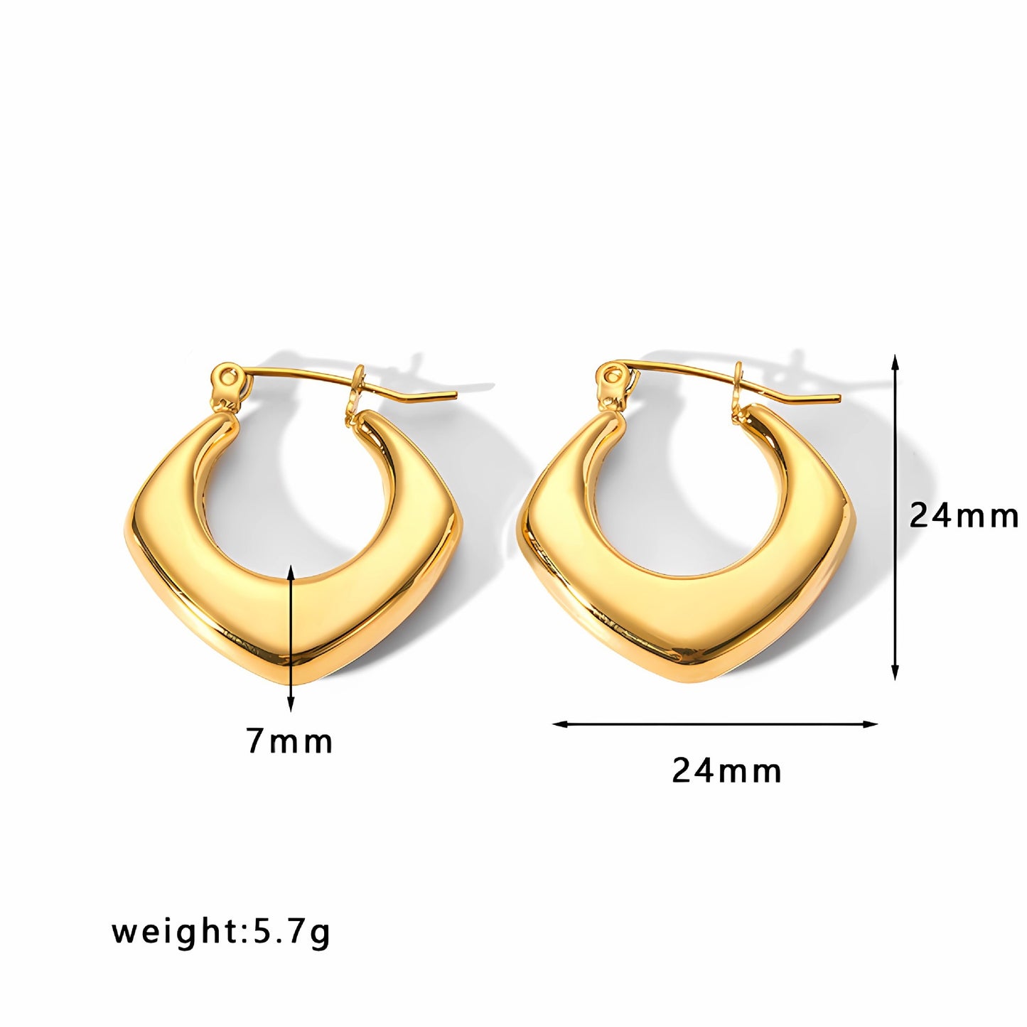 Gold Hoop Earrings Chunky Earrings Geometric Earrings Teardrop Earrings Bamboo Earrings EH-051Polished Earrings Vintage Earrings Statement Earrings Fashion Jewelry RH-051