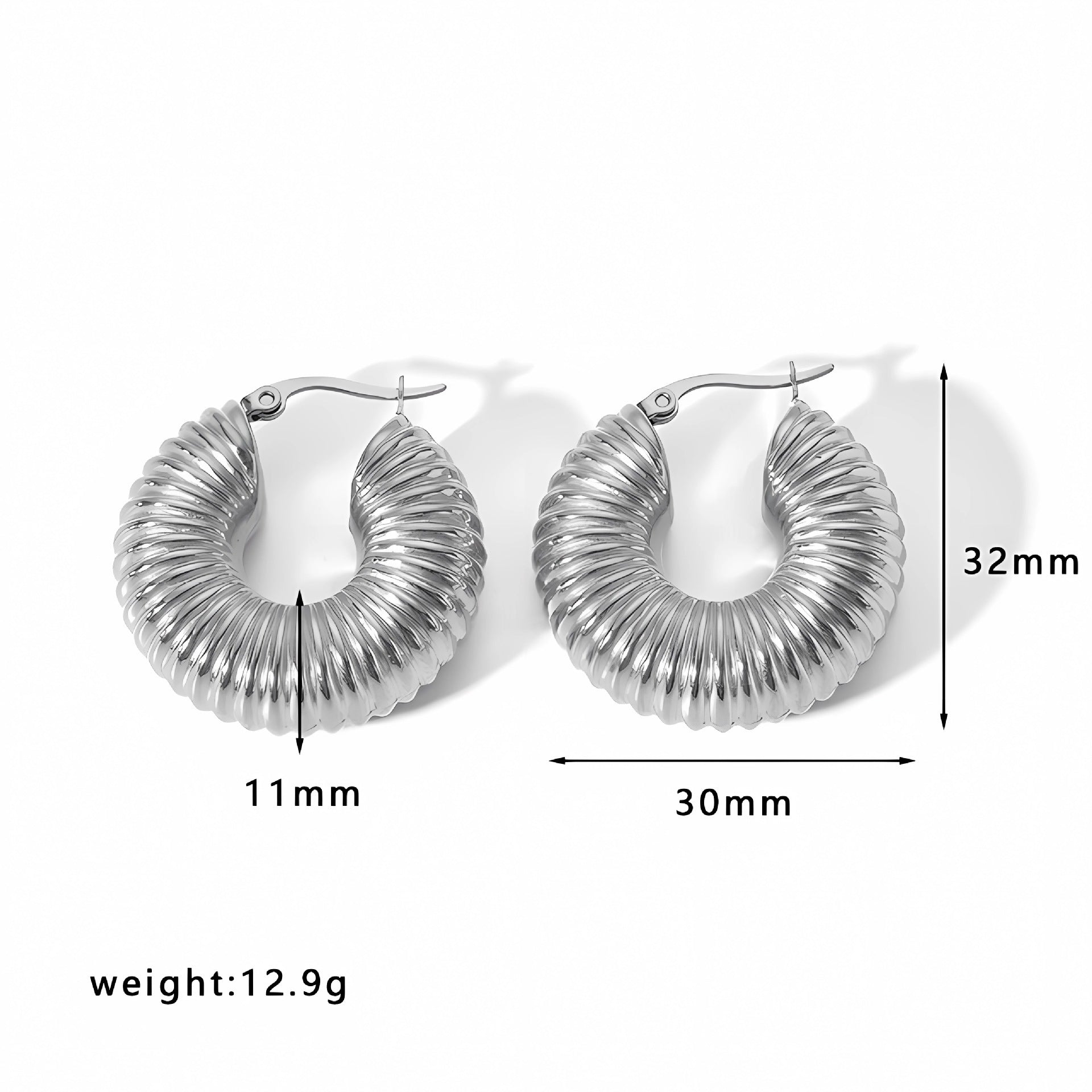 Gold Hoop Earrings Chunky Earrings Geometric Earrings Teardrop Earrings Bamboo Earrings EH-051Polished Earrings Vintage Earrings Statement Earrings Fashion Jewelry RH-051