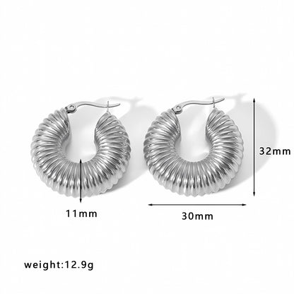 Gold Hoop Earrings Chunky Earrings Geometric Earrings Teardrop Earrings Bamboo Earrings EH-051Polished Earrings Vintage Earrings Statement Earrings Fashion Jewelry RH-051