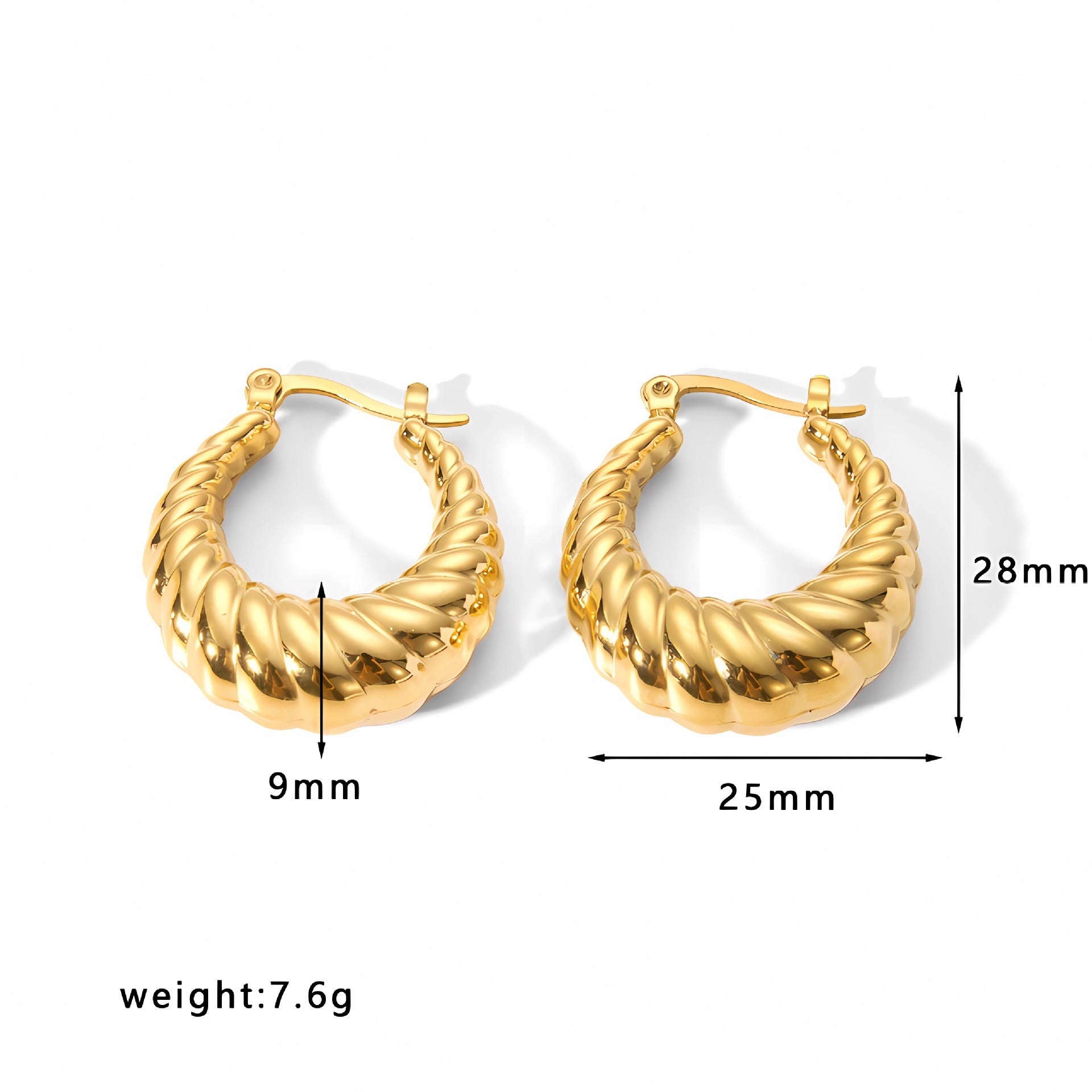 Gold Hoop Earrings Chunky Earrings Geometric Earrings Teardrop Earrings Bamboo Earrings EH-051Polished Earrings Vintage Earrings Statement Earrings Fashion Jewelry RH-051