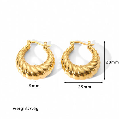 Gold Hoop Earrings Chunky Earrings Geometric Earrings Teardrop Earrings Bamboo Earrings EH-051Polished Earrings Vintage Earrings Statement Earrings Fashion Jewelry RH-051