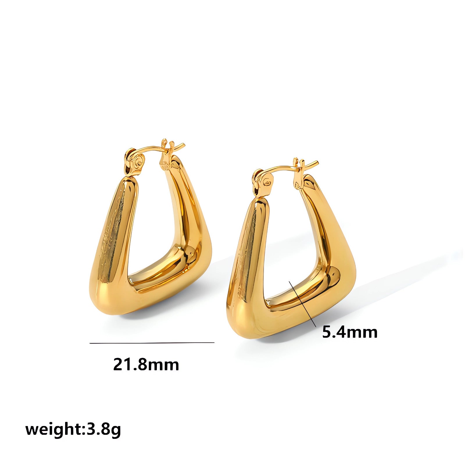 Gold Hoop Earrings Chunky Earrings Geometric Earrings Teardrop Earrings Bamboo Earrings EH-051Polished Earrings Vintage Earrings Statement Earrings Fashion Jewelry RH-051