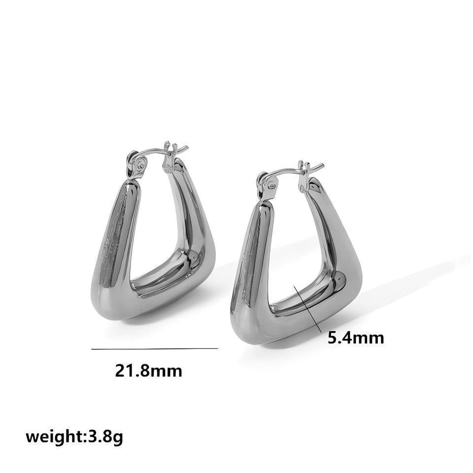 Gold Hoop Earrings Chunky Earrings Geometric Earrings Teardrop Earrings Bamboo Earrings EH-051Polished Earrings Vintage Earrings Statement Earrings Fashion Jewelry RH-051