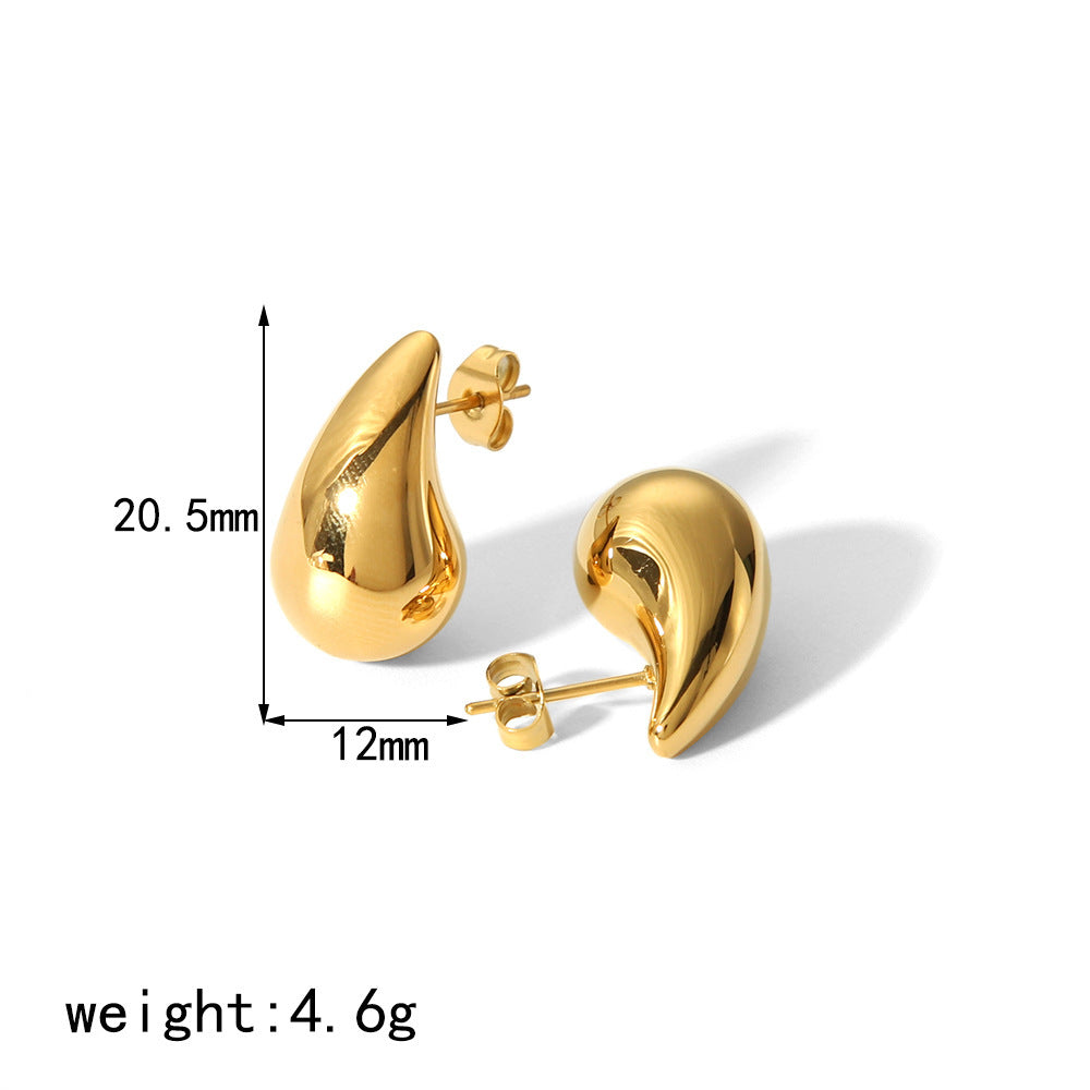 Gold Hoop Earrings Chunky Earrings Geometric Earrings Teardrop Earrings Bamboo Earrings EH-051Polished Earrings Vintage Earrings Statement Earrings Fashion Jewelry RH-051