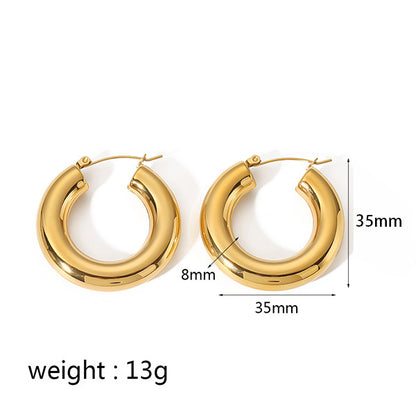 Gold Hoop Earrings Chunky Earrings Geometric Earrings Teardrop Earrings Bamboo Earrings EH-051Polished Earrings Vintage Earrings Statement Earrings Fashion Jewelry RH-051