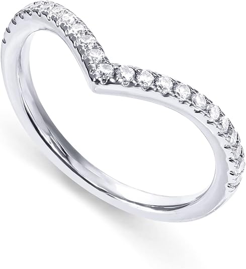 14K Gold Plated Sparkling Wishbone 'V' Ring for Women with Cubic Zirconia JZ-049