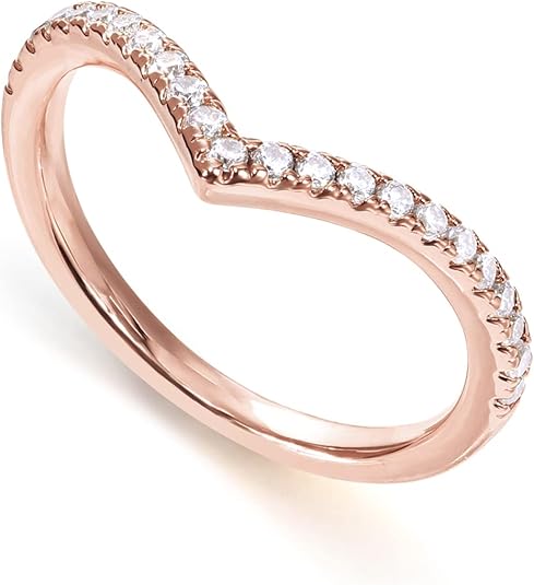 14K Gold Plated Sparkling Wishbone 'V' Ring for Women with Cubic Zirconia JZ-049