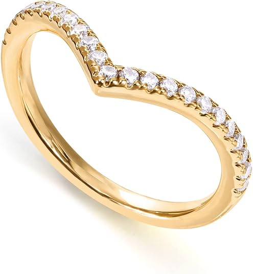 14K Gold Plated Sparkling Wishbone 'V' Ring for Women with Cubic Zirconia JZ-049