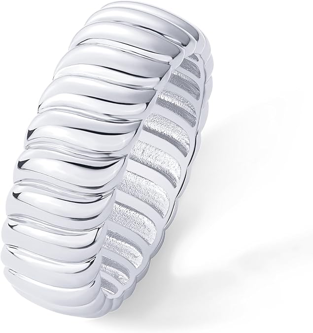 14K Gold Plated Chunky Statement Ring | Chunky Stackable Wide Band for Women JZ-050