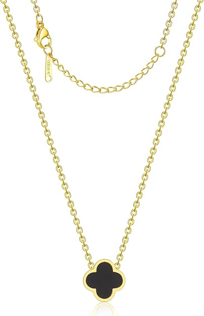 925 Sterling Silver chain 18K Gold Plated Clover Necklace for Women Four Leaf Clover Necklace Flower Lucky Pendant Dainty Jewelry Gifts XL-054