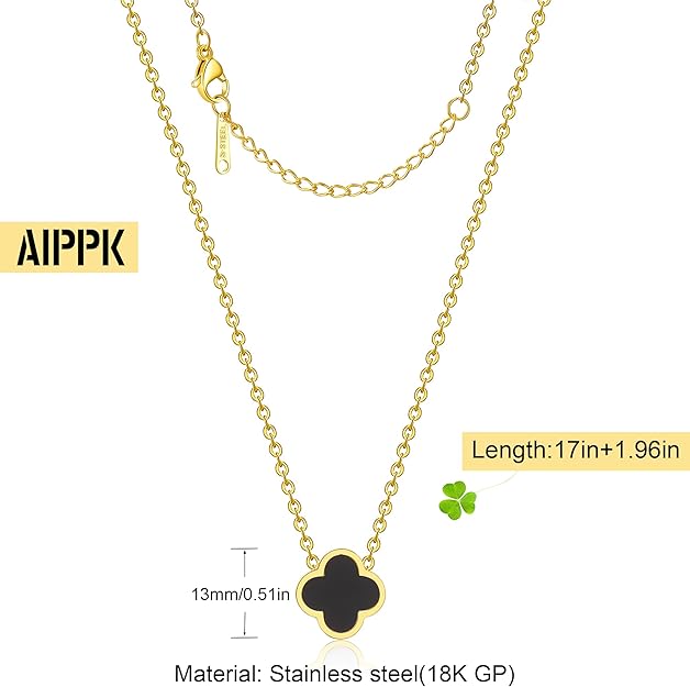 925 Sterling Silver chain 18K Gold Plated Clover Necklace for Women Four Leaf Clover Necklace Flower Lucky Pendant Dainty Jewelry Gifts XL-054
