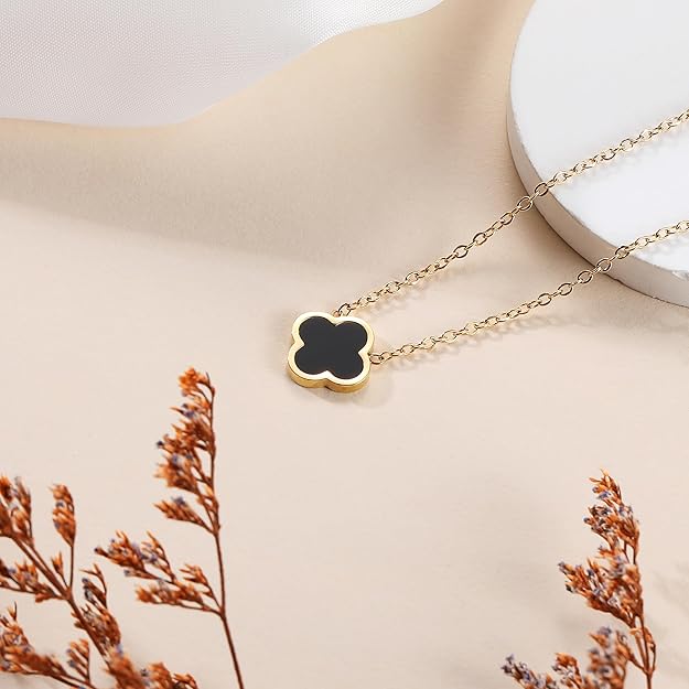925 Sterling Silver chain 18K Gold Plated Clover Necklace for Women Four Leaf Clover Necklace Flower Lucky Pendant Dainty Jewelry Gifts XL-054