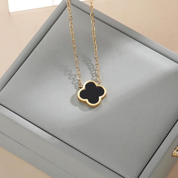 925 Sterling Silver chain 18K Gold Plated Clover Necklace for Women Four Leaf Clover Necklace Flower Lucky Pendant Dainty Jewelry Gifts XL-054