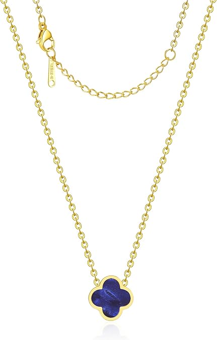 925 Sterling Silver chain 18K Gold Plated Clover Necklace for Women Four Leaf Clover Necklace Flower Lucky Pendant Dainty Jewelry Gifts XL-054