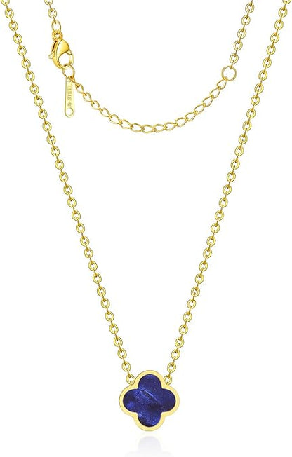 925 Sterling Silver chain 18K Gold Plated Clover Necklace for Women Four Leaf Clover Necklace Flower Lucky Pendant Dainty Jewelry Gifts XL-054